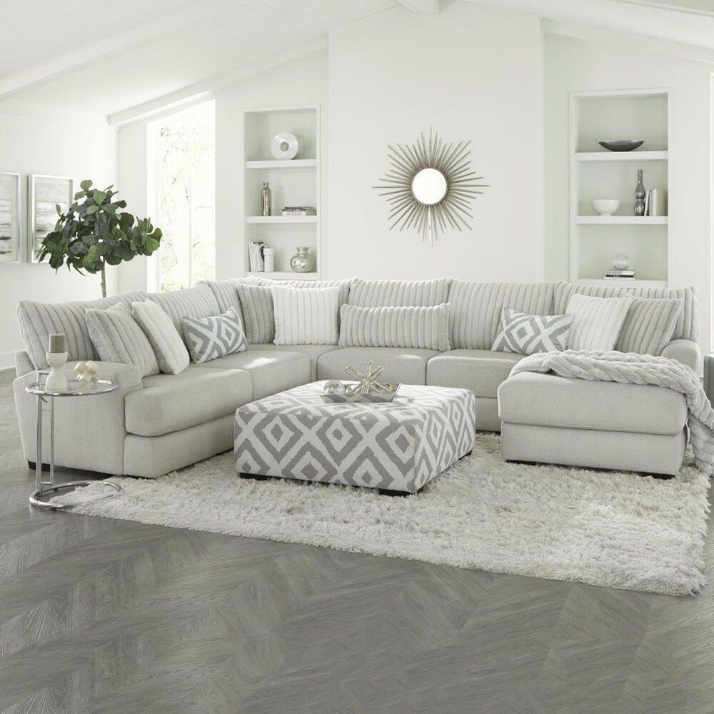 Albany Furniture 3-Piece Stationary Right Facing Sectional in Silver, , large