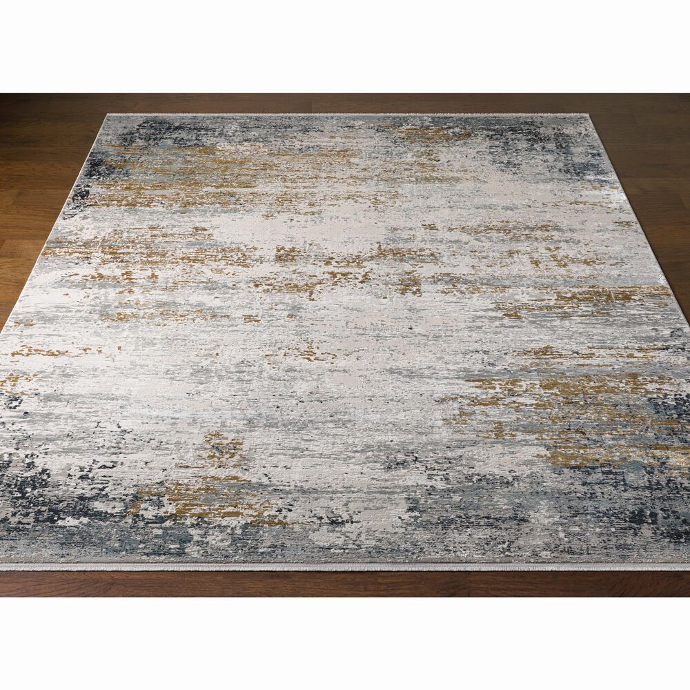 Surya Solar 7&#39;6&quot; x 11&#39;2&quot; Charcoal, Gray, Saffron and White Area Rug, , large