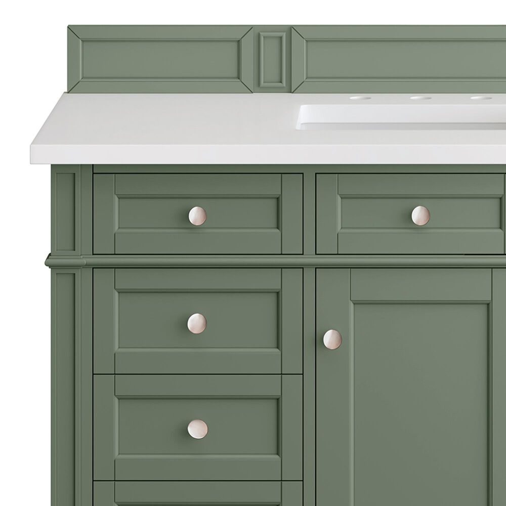 James Martin Vanities Brittany 48" Single Bathroom Vanity in Smokey Celadon with 3 cm White Zeus Quartz Top and Rectangular Sink, , large