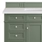James Martin Vanities Brittany 48" Single Bathroom Vanity in Smokey Celadon with 3 cm White Zeus Quartz Top and Rectangular Sink, , large
