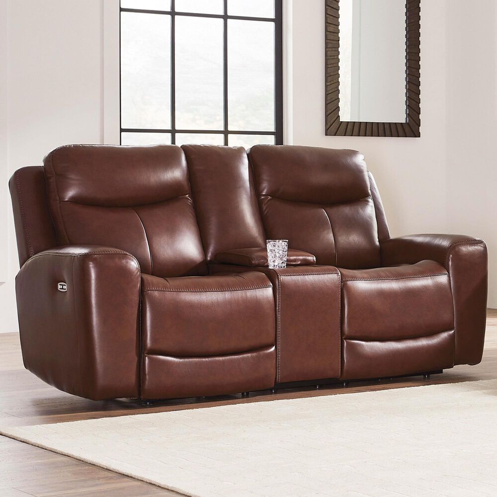 Ashley Next Move Power Reclining Console Loveseat in Mahogany, , large