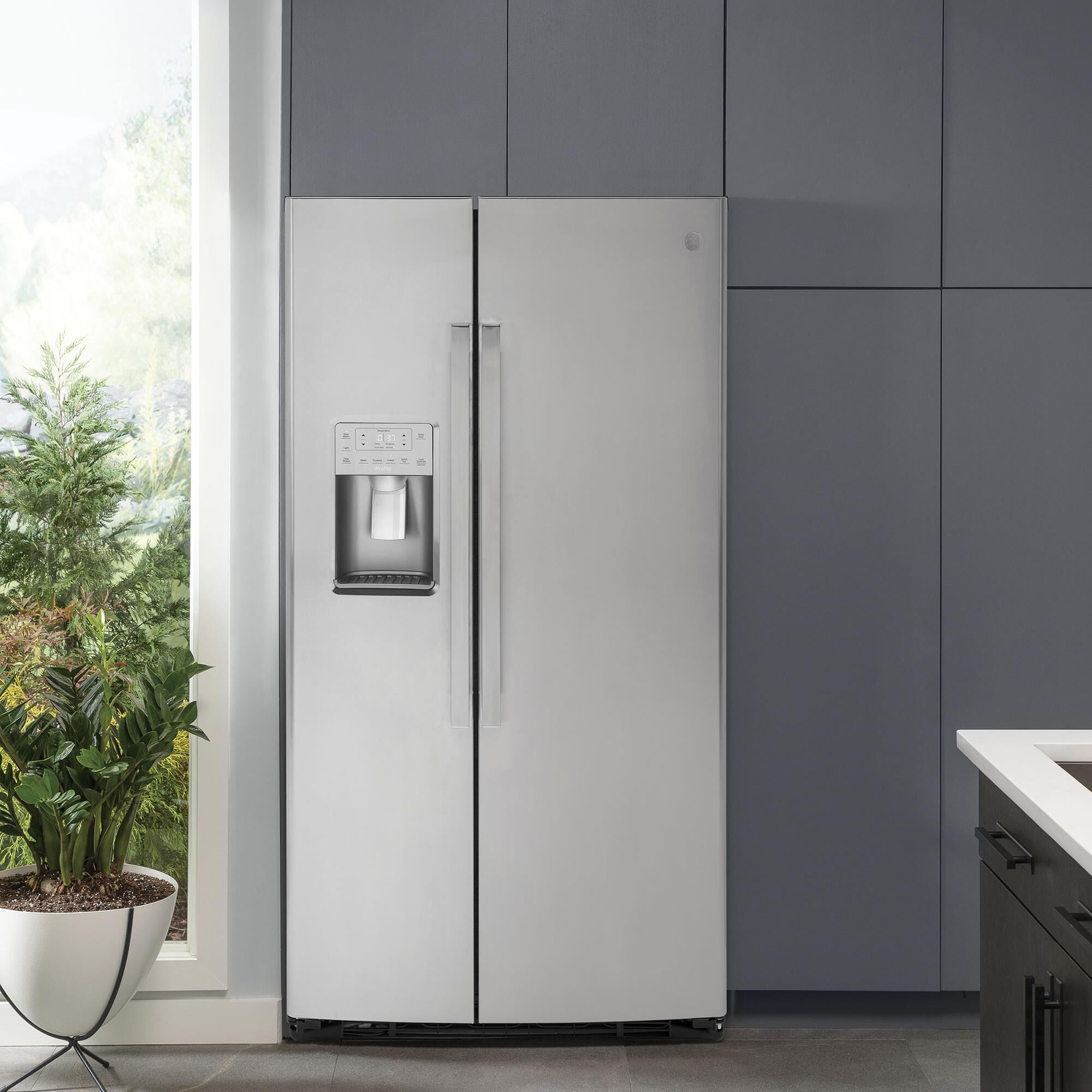GE Profile 25.3 Cu. Ft. Side by Side Refrigerator in Fingerprint