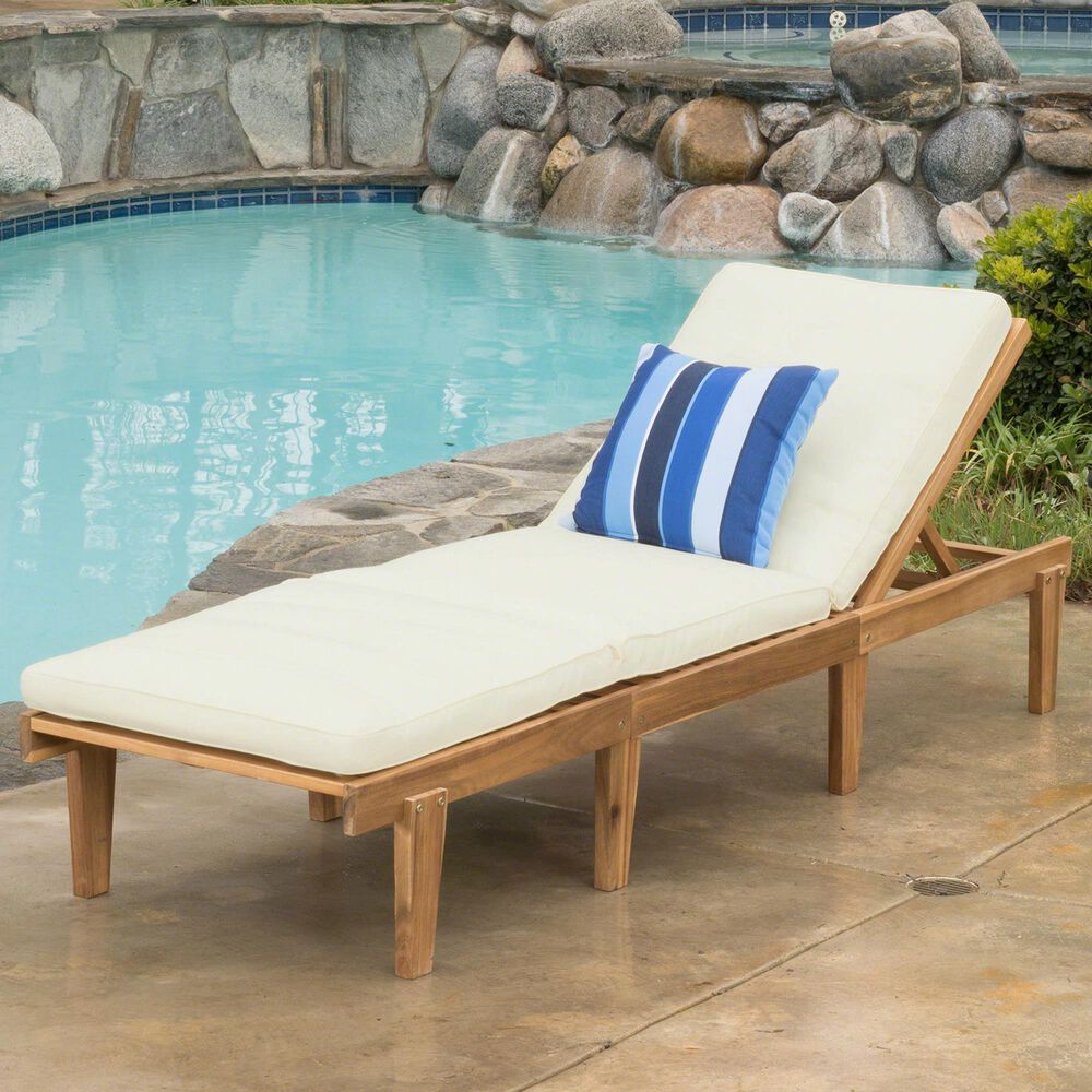Hearth and Haven Ariana Outdoor Wood Chaise Lounge with Cushions in Teak, , large