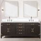 Lexora Home Laurel 80" Double Bathroom Vanity in Brown Oak with White Quartz Top and Rectangular Sinks, , large