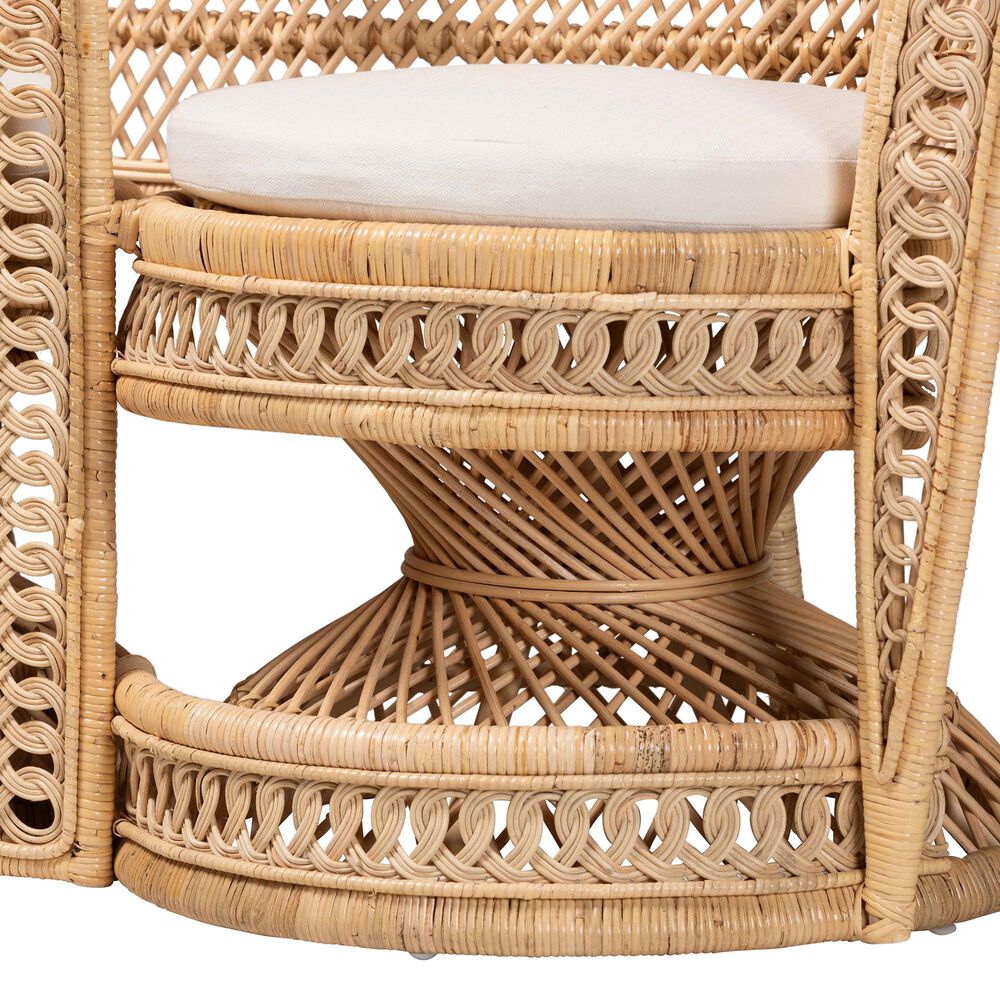 Baxton Studio Nerita Two-Seater Peacock Chair in White, , large