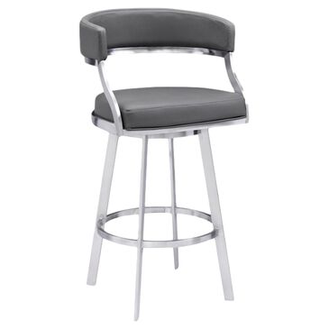 Blue River Saturn 26" Swivel Counter Stool in Grey Faux Leather , , large