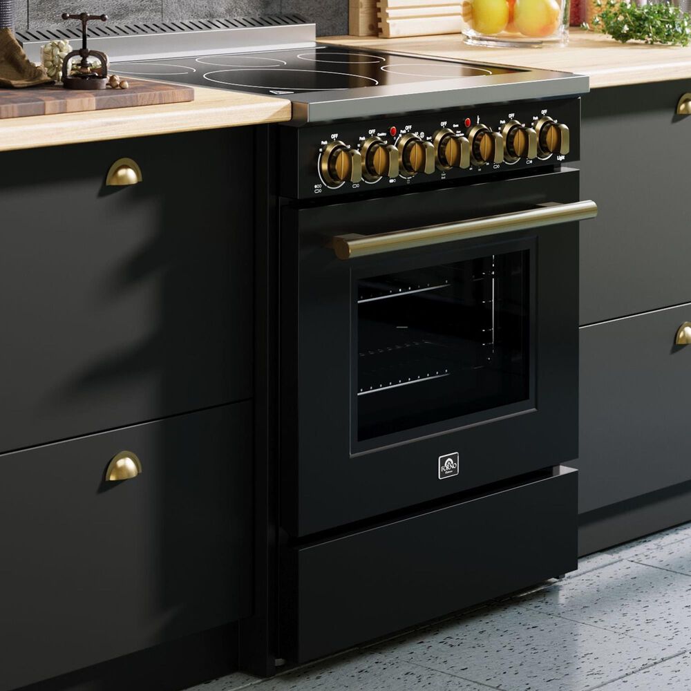 Forno Paolo 30" Freestanding Electric Range in Black, , large