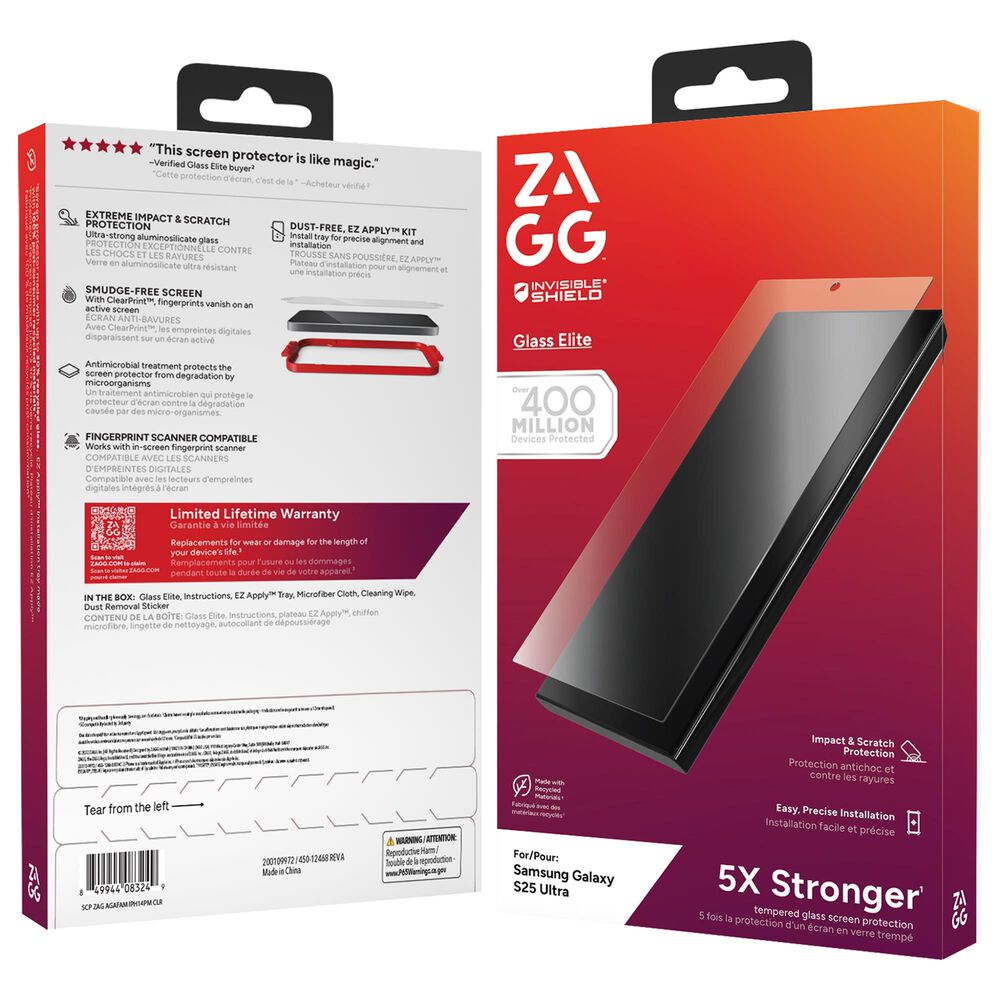 Zagg InvisibleShield Glass Elite Screen Protector for Samsung Galaxy S25 Ultra in Clear, , large