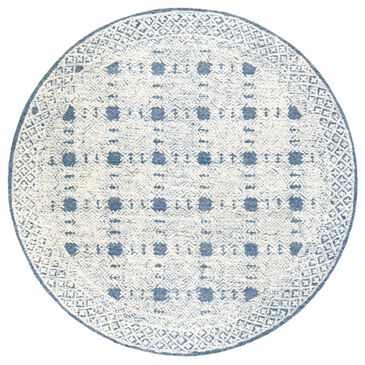 Surya Louvre 8" Round Dark Blue, Cream and Pale Blue Area Rug, , large