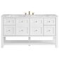James Martin Vanities Breckenridge 60" Single Bathroom Vanity in Bright White with 3 cm Carrara White Marble Top and Rectangular Sink, , large