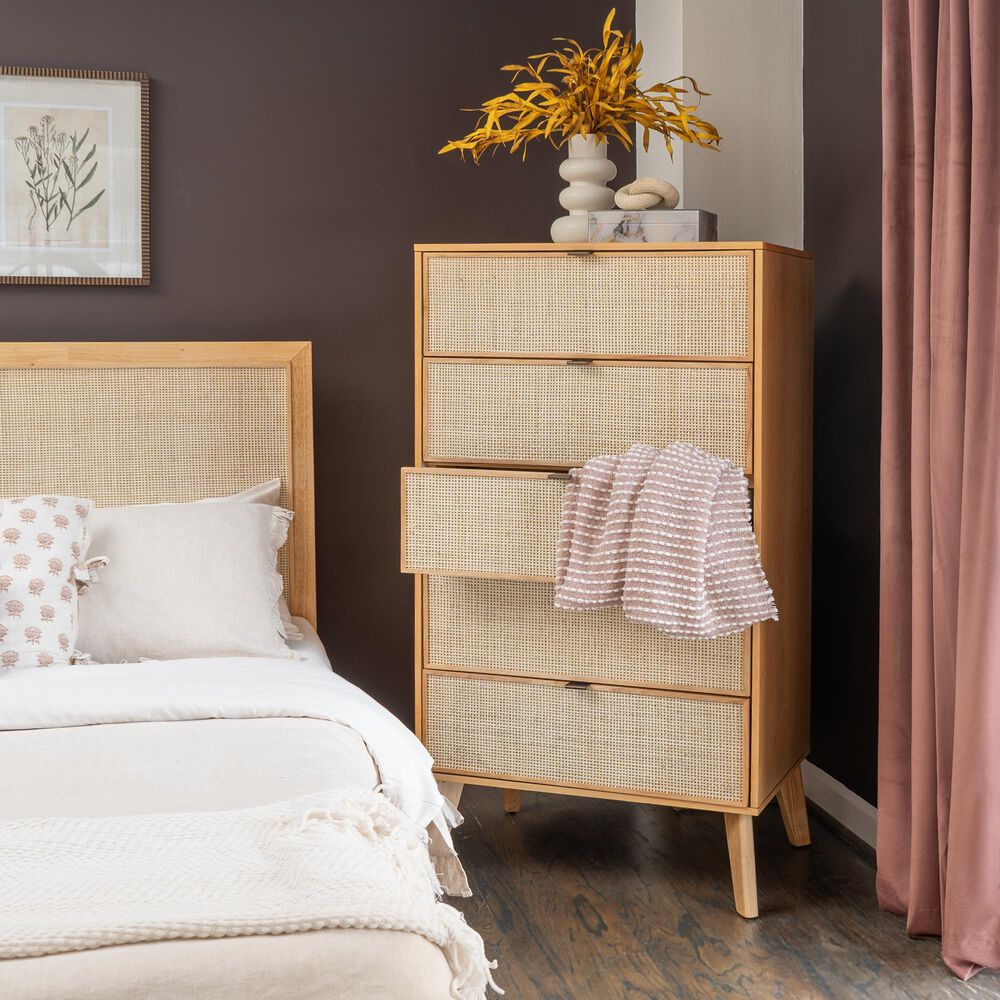 Linon Home Decor Collett 5-Drawer Chest in Natural, , large