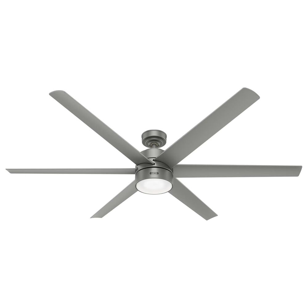 Hunter Solaria 72" Outdoor Ceiling Fan with LED Light in Matte Silver, , large