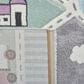 Safavieh Carousel 8" Square Grey and Light Blue Kids Area Rug, , large