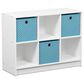 HOMLUX 6-Cube Bookshelf Bookcase with Light Blue Storage Bins in White, , large