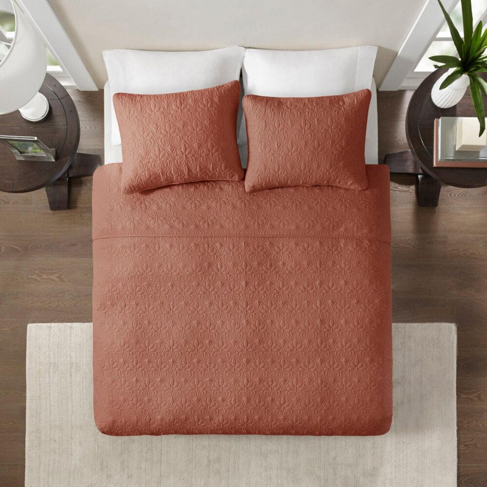 Hampton Park Quebec 3-Piece Full/Queen Quilt Set in Clay Red, , large