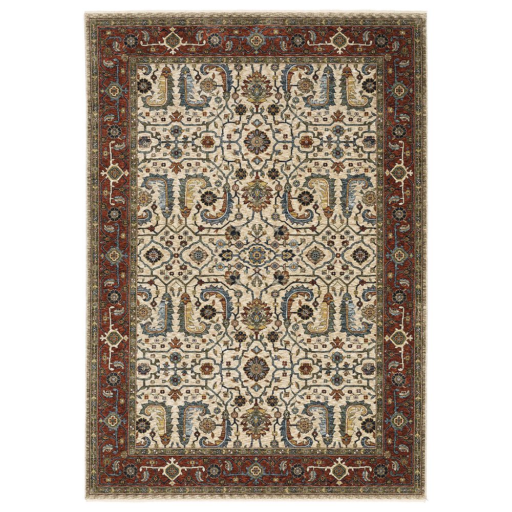 Oriental Weavers Aberdeen Floral Border 5"3" x 7"6" Ivory and Red Area Rug, , large