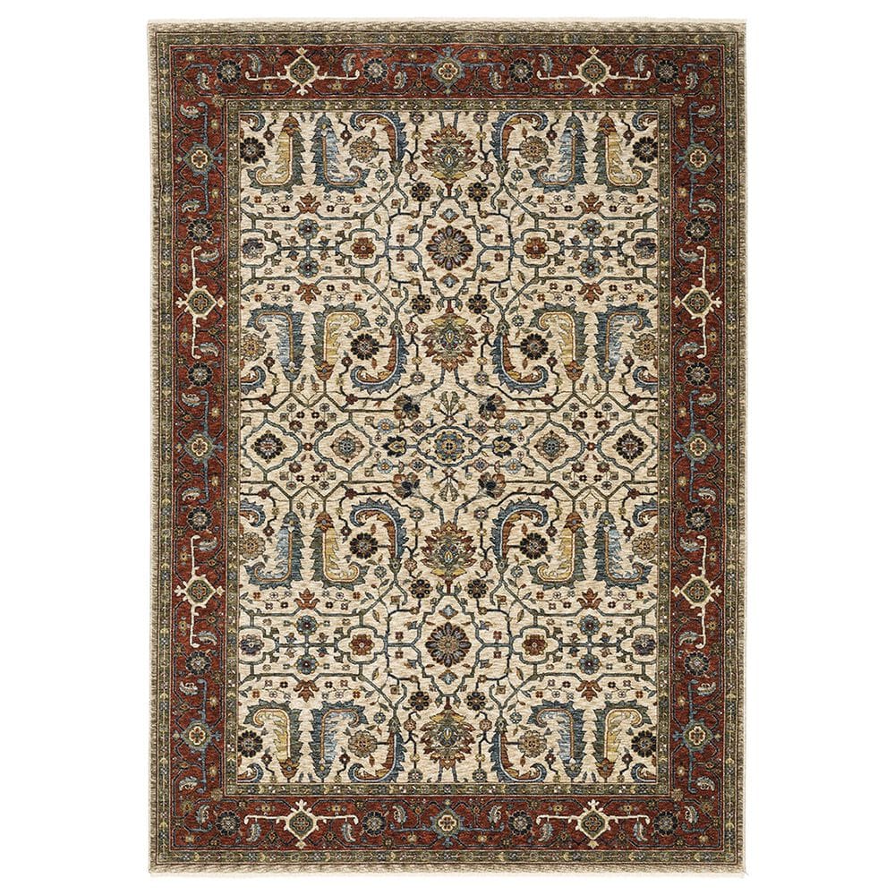 Oriental Weavers Aberdeen Floral Border 5"3" x 7"6" Ivory and Red Area Rug, , large