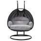 Leisuremod Mendoza Patio 2-Seat Hanging Egg Swing Chair with Light Grey Cushion in Charcoal, , large