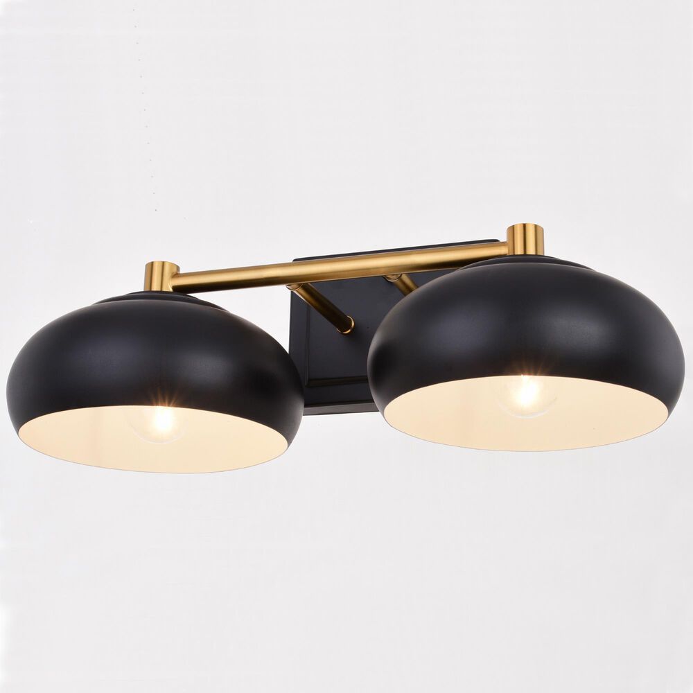 Vaxcel Belmont 2-Light Bathroom Vanity in Matte Black and Satin Brass, , large