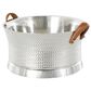 Maple and Jade Decorative Ice Bucket with Brown Leather Handle in Silver Stainless Steel, , large