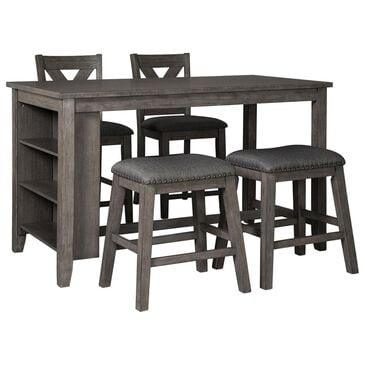 Ashley Caitbrook 5-Piece Counter Height Dining Table Set in Antiqued Gray Wash, , large