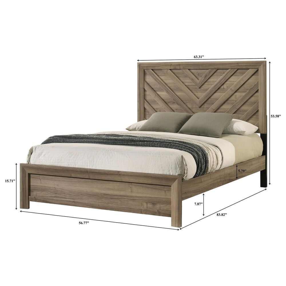 Crown Mark Valor Queen Panel Bed in Light Brown, , large