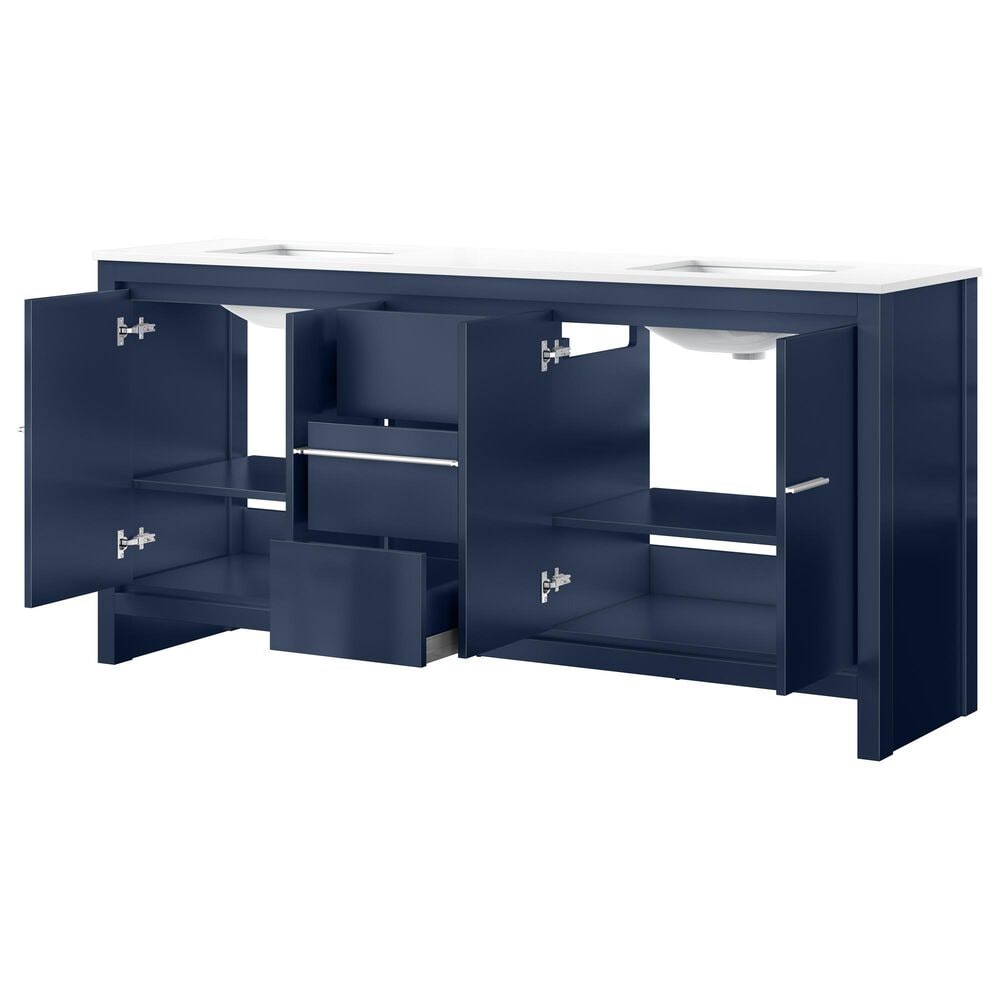 Lexora Home Lafarre 72&quot; Double Bathroom Vanity in Navy Blue with 2 cm White Quartz Top and Rectangular Sinks, , large