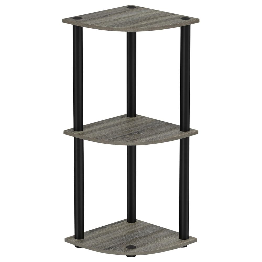 HOMLUX Turn-N-Tube 3-Tier Corner Bookshelf in French Oak and Black, , large