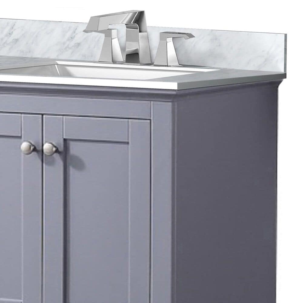 Lexora Home Dukes 60&quot; Double Bathroom Vanity in Dark Grey with White Carrara Marble Top, Rectangular Sinks and 58&quot; Mirror, , large