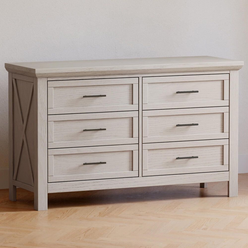 DaVinci Emory Farmhouse 6-Drawer Dresser in White Driftwood, , large