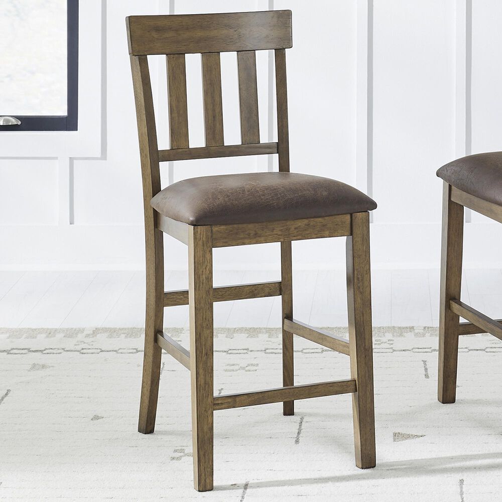 Ashley Urbinforte 25.75" Faux Leather Barstool in Light Brown, , large