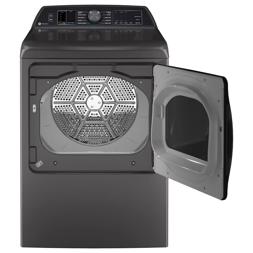 GE Profile 5.4 Cu. Ft. Top Load Impeller Washer and 7.4 Cu. Ft. Smart Electric Dryer in Diamond Gray
, , large