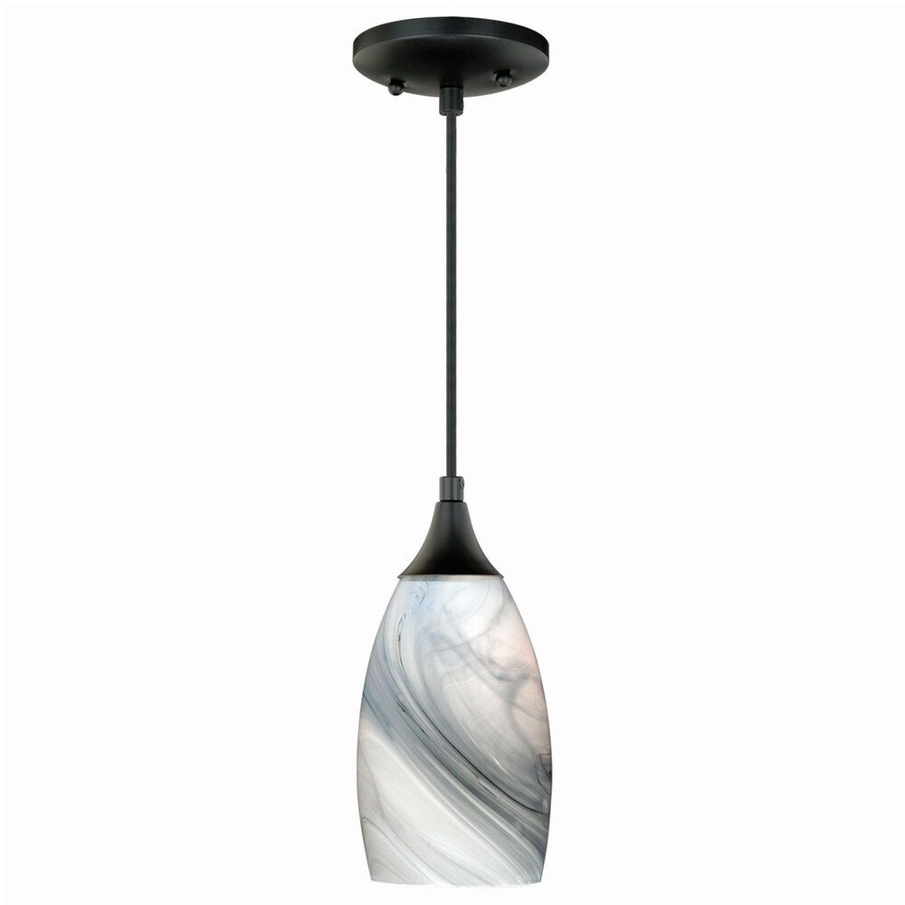 Vaxcel Milano 1-Light Mini Pendant with Marble Swirl Shade in Oil Rubbed Bronze, , large
