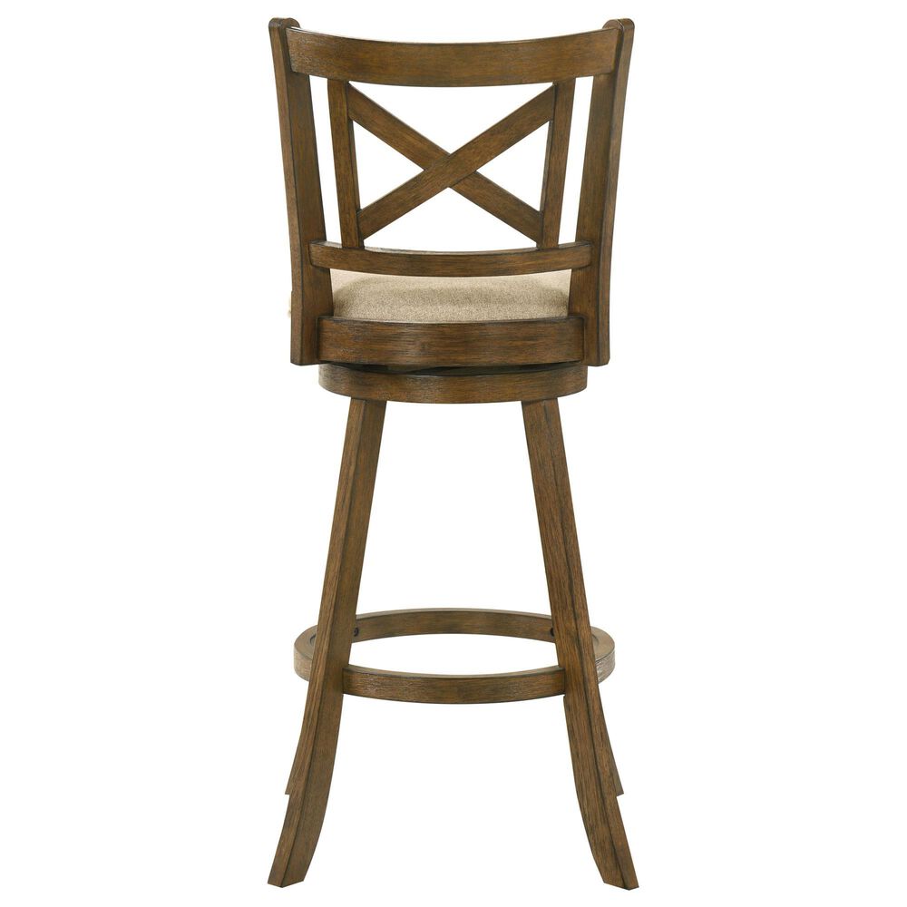 Armen Living Kodi Swivel Bar Height Stool with Light Scone Upholstery in Sepia Brown, , large