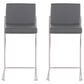 Lumisource Fuji Stackable Counter Stool with Grey Faux Leather Cushion in Brushed Stainless Steel (Set of 2), , large