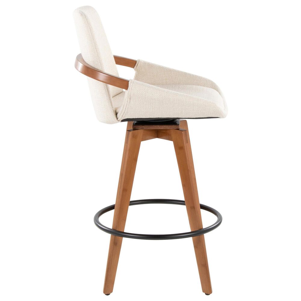 Lumisource Cosmo Swivel Counter Stool with Cream Cushion in Walnut and Black, , large