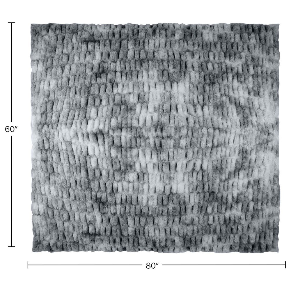 Timberlake 60" x 80" Ruched Faux Fur Throw Blanket in Silver, , large