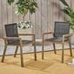 Hearth and Haven Belfast Outdoor Dining Chair with Grey Frame in Black (Set of 2), , large