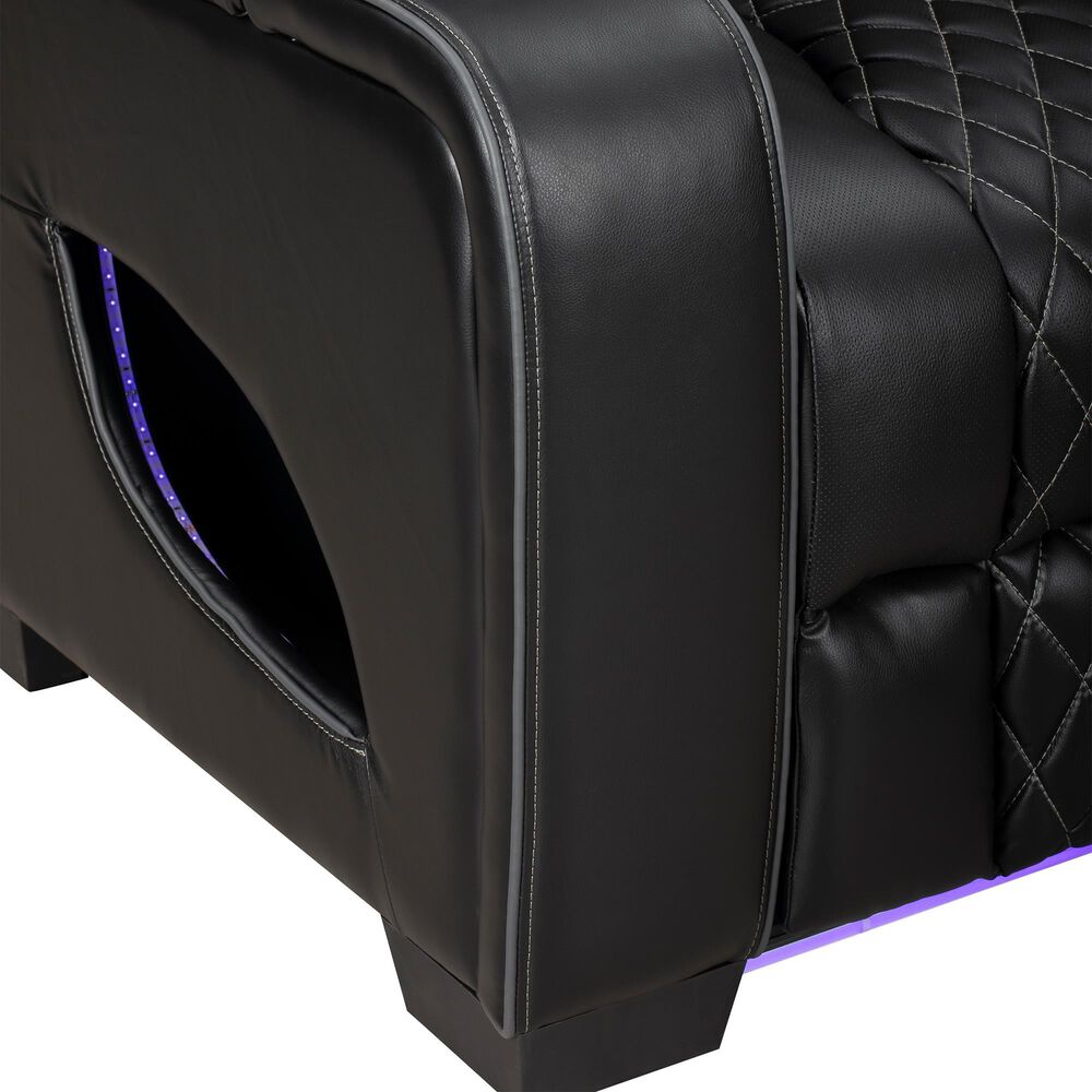 Titanic Furniture All Star Power Reclining Loveseat with Power Headrest in Black, , large