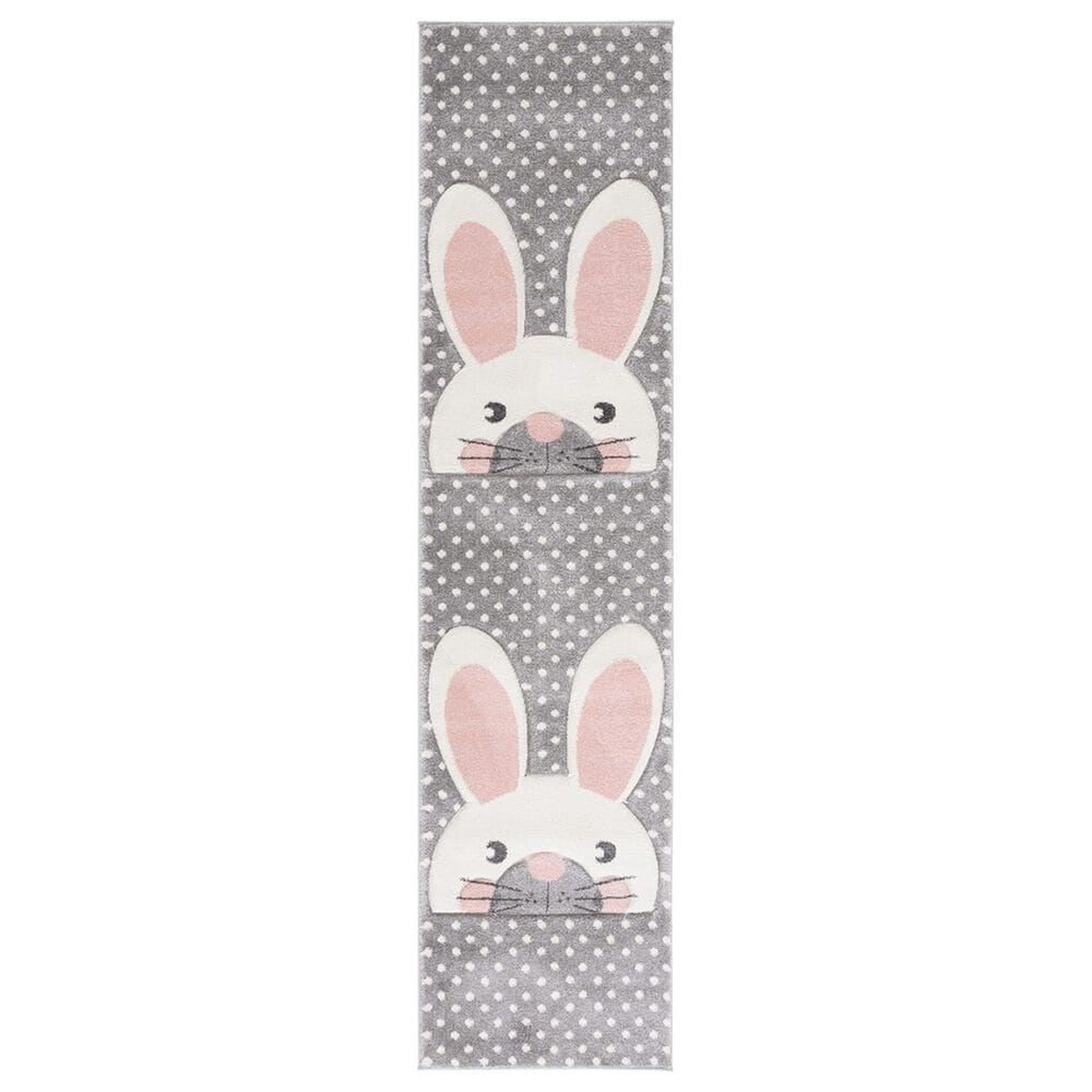 Safavieh Carousel CRK168 2" x 8" Pink and Grey Kids Runner, , large