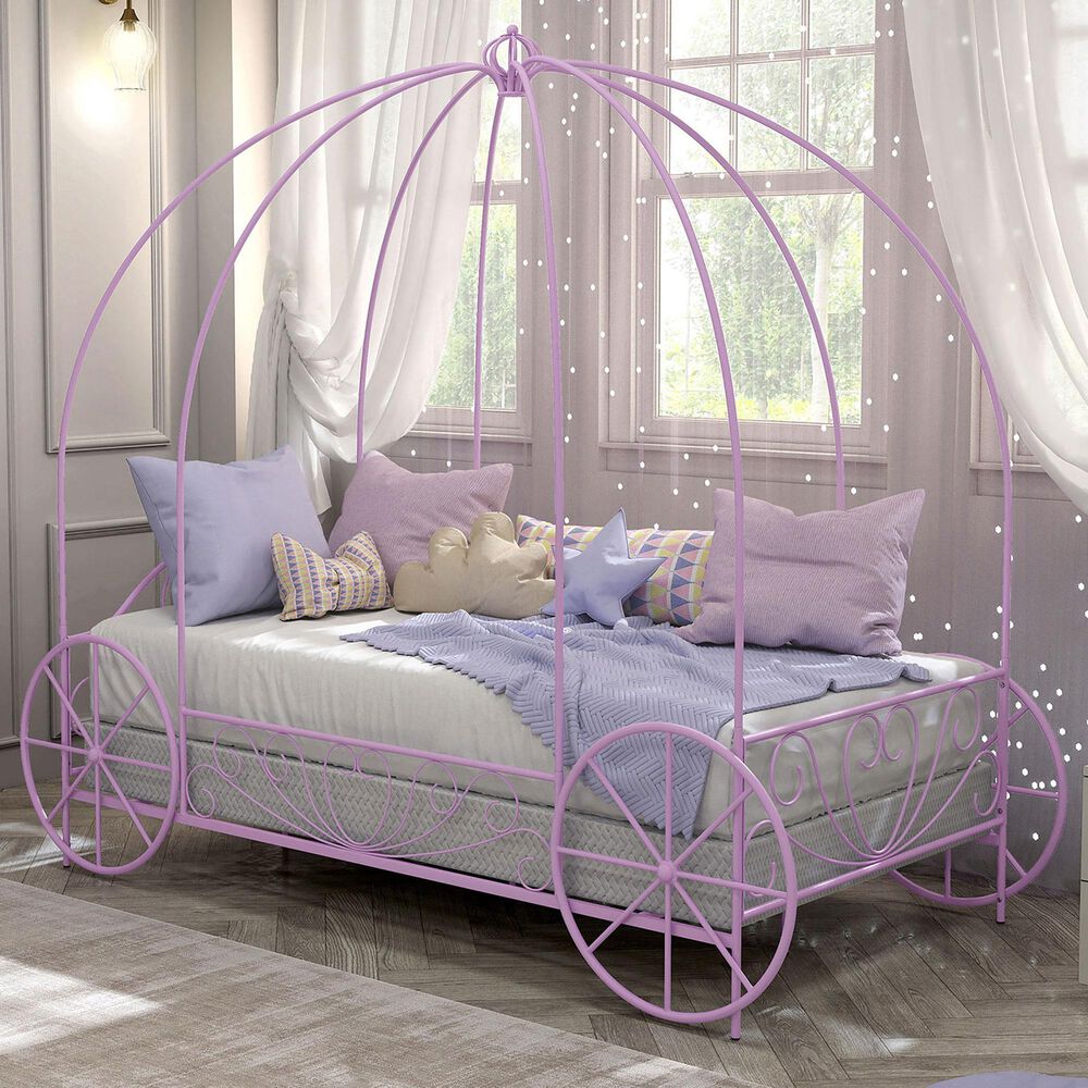Furniture of America Carriage Twin Canopy Bed in Lilac, , large