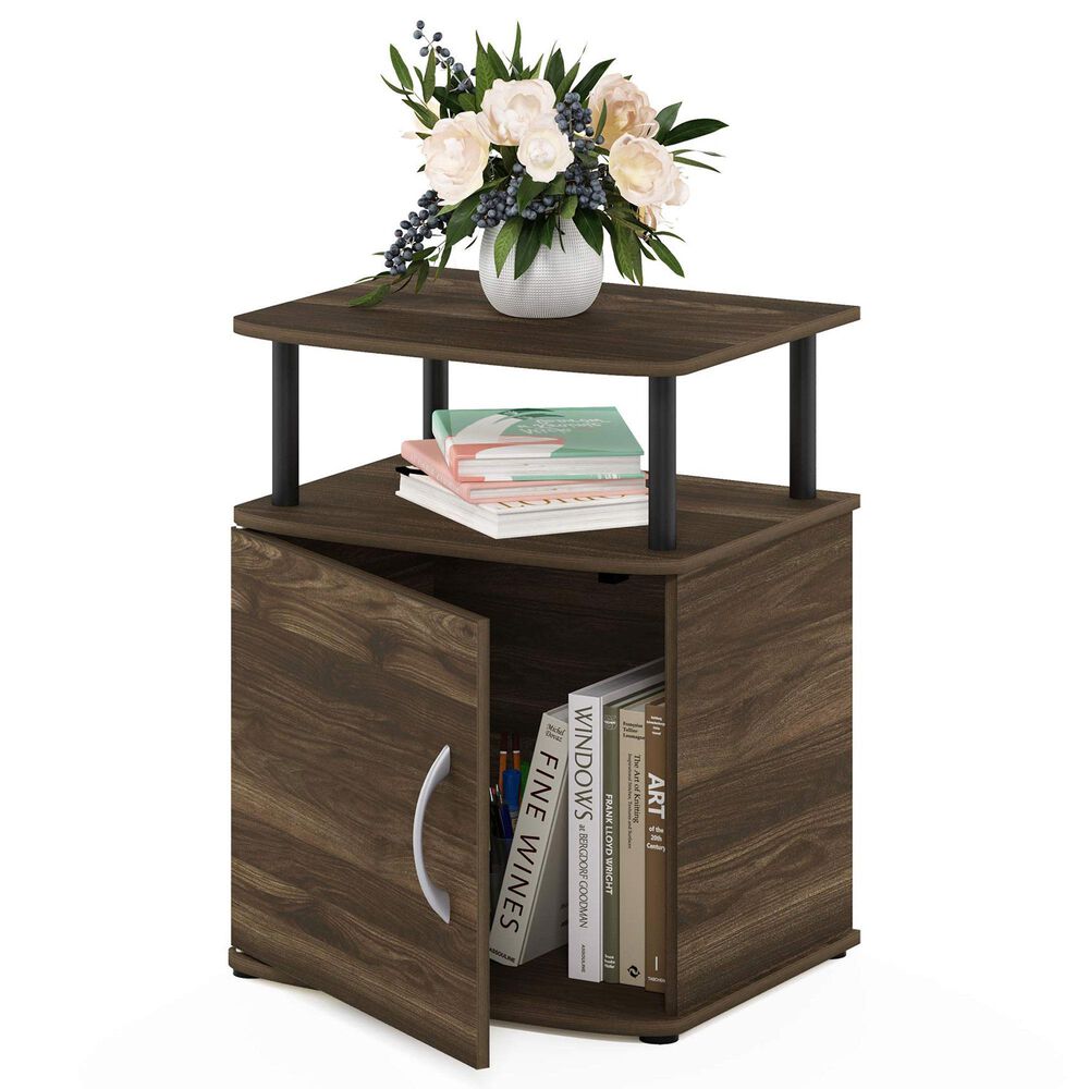 HOMLUX End Table with Open Shelf in Columbia Walnut and Black, , large
