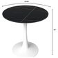 Leisuremod Leisuremod Bristol 24 round dining table White base with marbled MDF top, , large