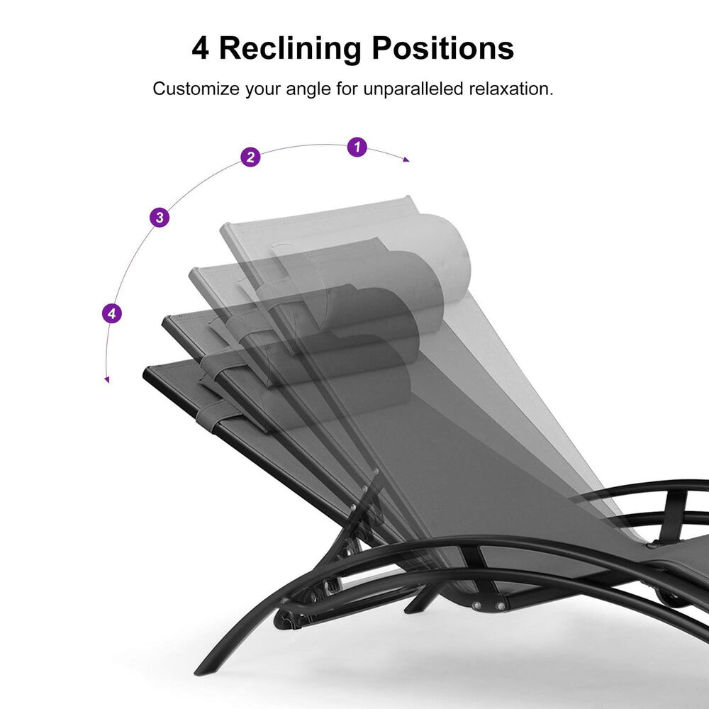 HOMLUX 3-Piece Standard Patio Chaise Lounge Set in Black, , large