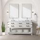 Lexora Home Norwalk 60" Double Bathroom Vanity in White Oak with White Carrara Marble Top and Rectangle Sink, , large