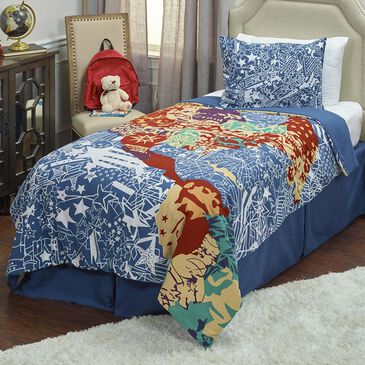 Rizzy Home Travel and Explore 68" x 86" Comforter Set in Blue, , large