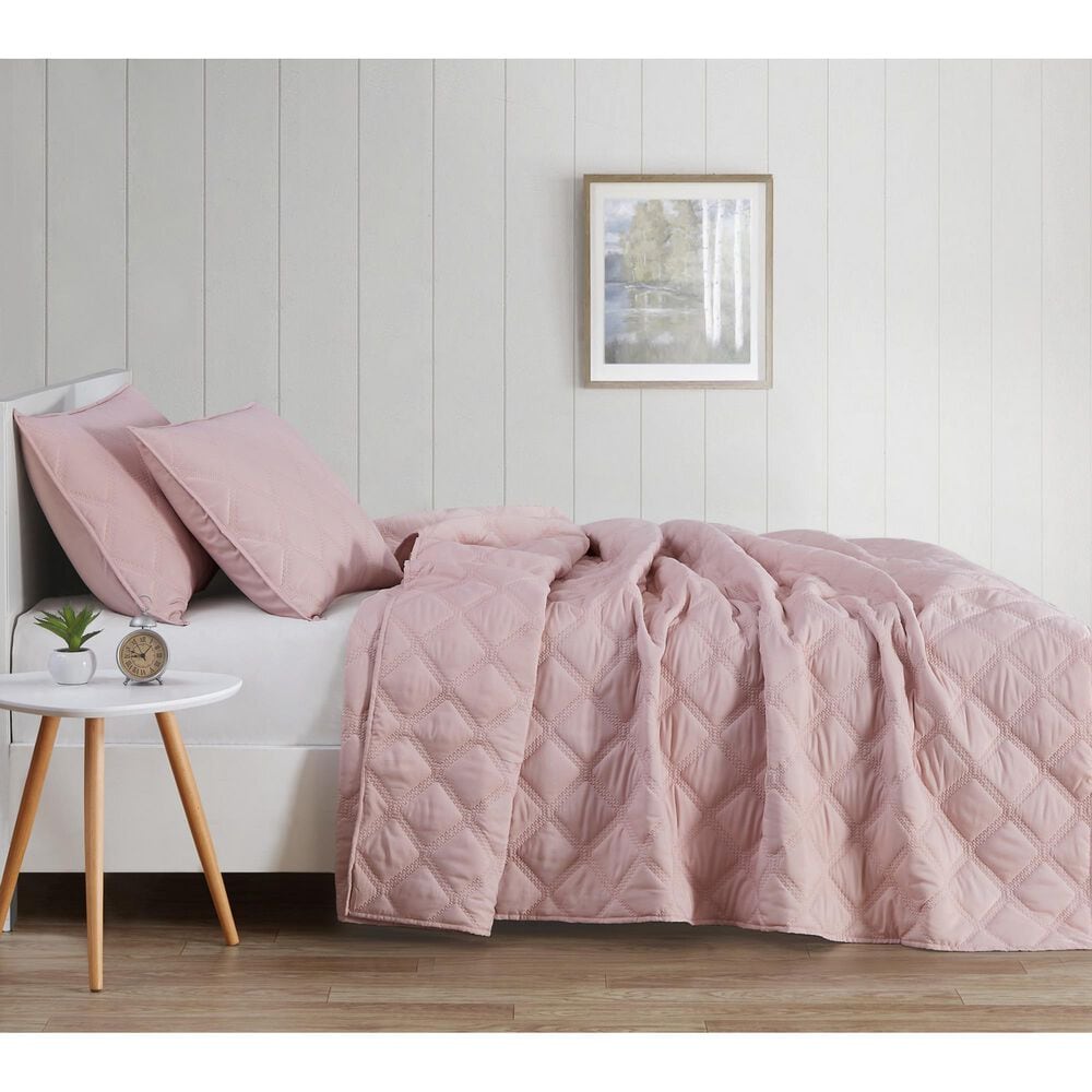 Pem America Truly Soft Everyday 3-Piece Full/Queen Quilt Set in Blush, , large