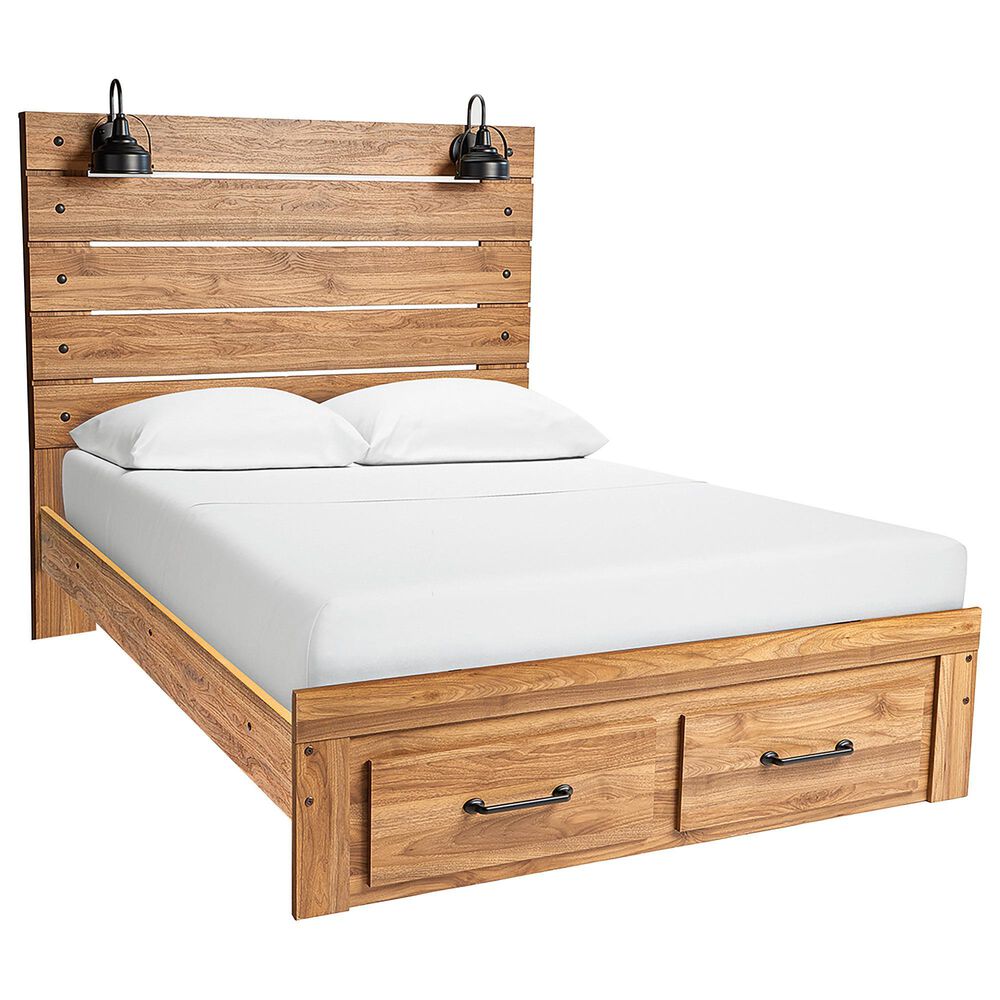 Ashley Pasklyn King Panel Storage Bed in Rich Honey Brown, , large