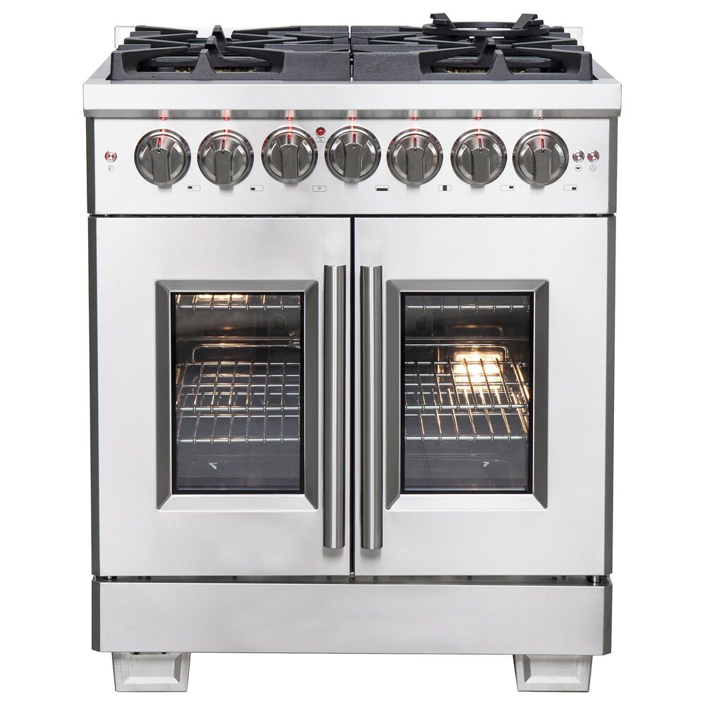 Forno Capriasca 30" Freestanding French Door Dual Fuel Range in Stainless Steel, , large