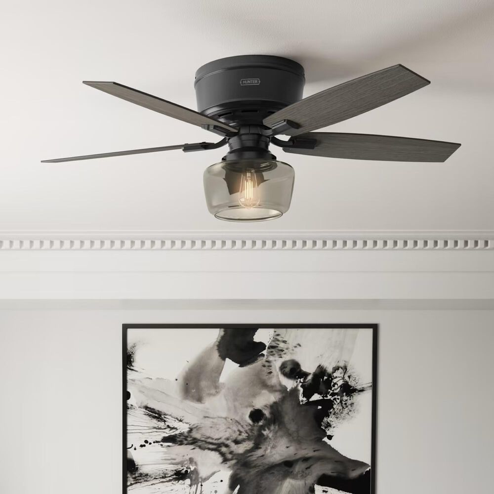 Hunter Bennett Low Profile 52&quot; Ceiling Fan with Light in Matte Black, , large